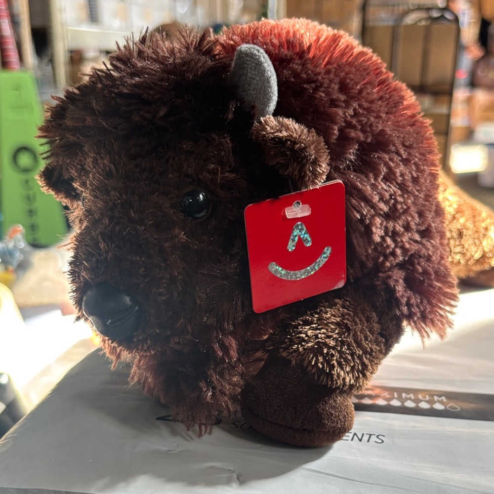 NWT Aurora 12" Bison 2018 Flopsie Plush Stuffed Animal Gray Horns Toy #31520